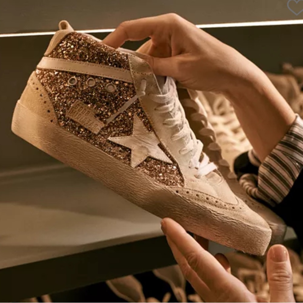 Golden Goose Midstar Women's Sneakers - Rose Gold Glitter and White - Picture 3 of 14